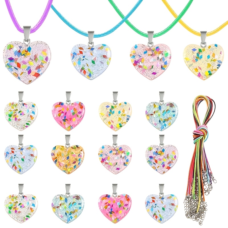 10pcs Multicolor Heart-Shaped Pendant Necklace Set